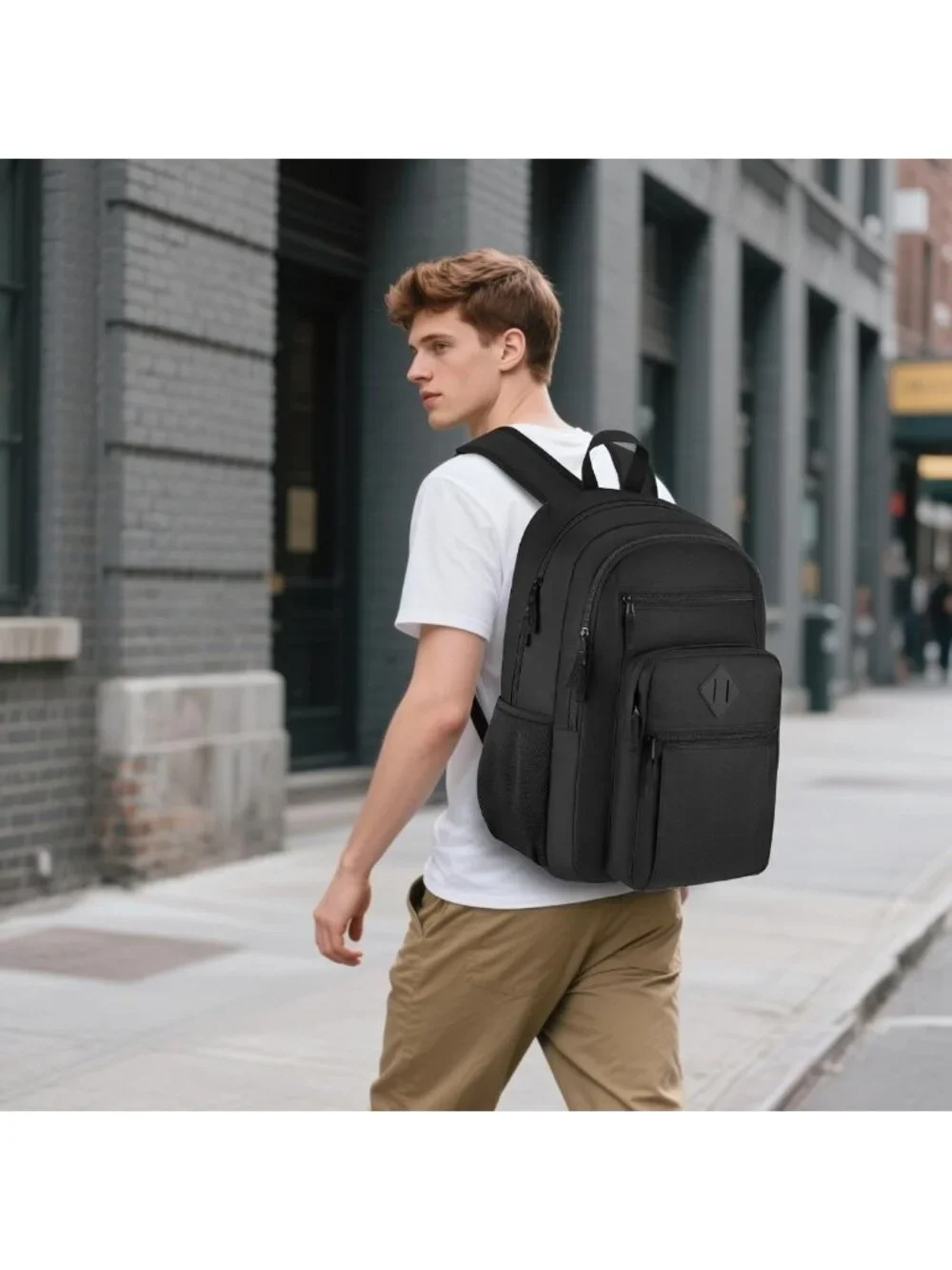 Lightweight Unisex Black Backpack for School & Travel, Fits 15.6